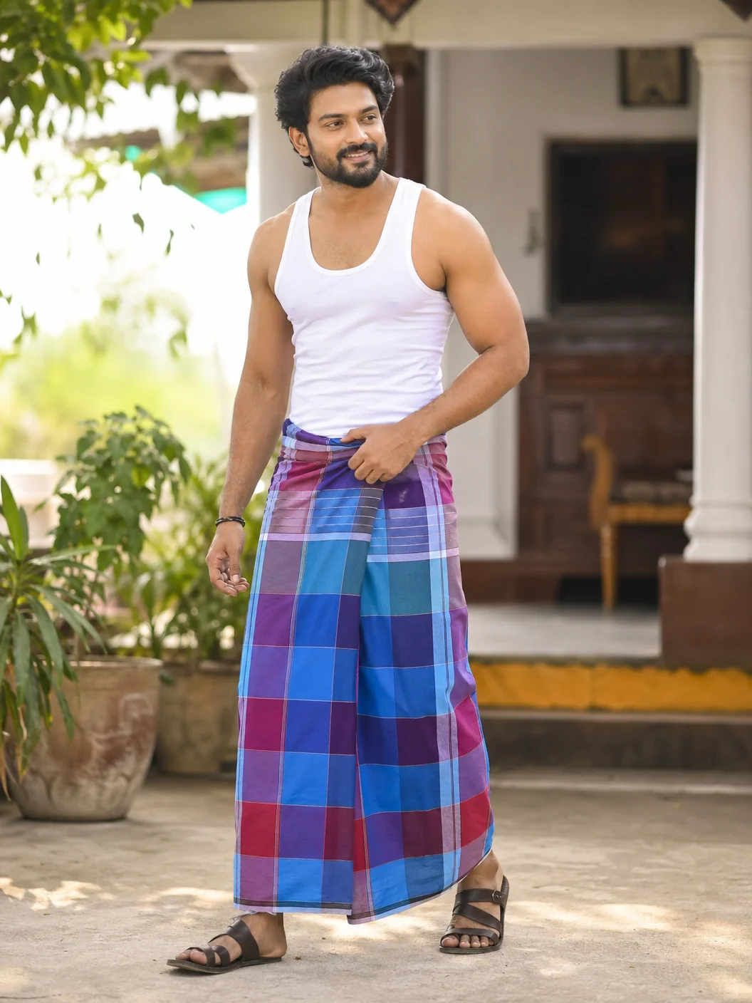 Blue-Purple Check Lungi