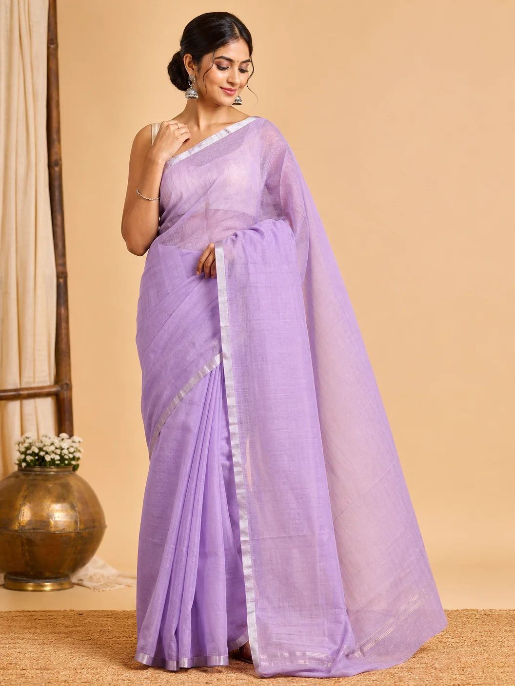 Coral Pink Handloom Cotton Saree